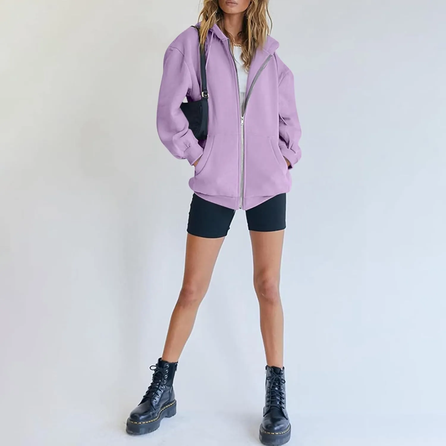 Zip Up Hoodie Women Y2k Long Sleeve Drawstring Hooded Overiszed Sweatshirt Casual Comfy Soft Fall Jackets 2024