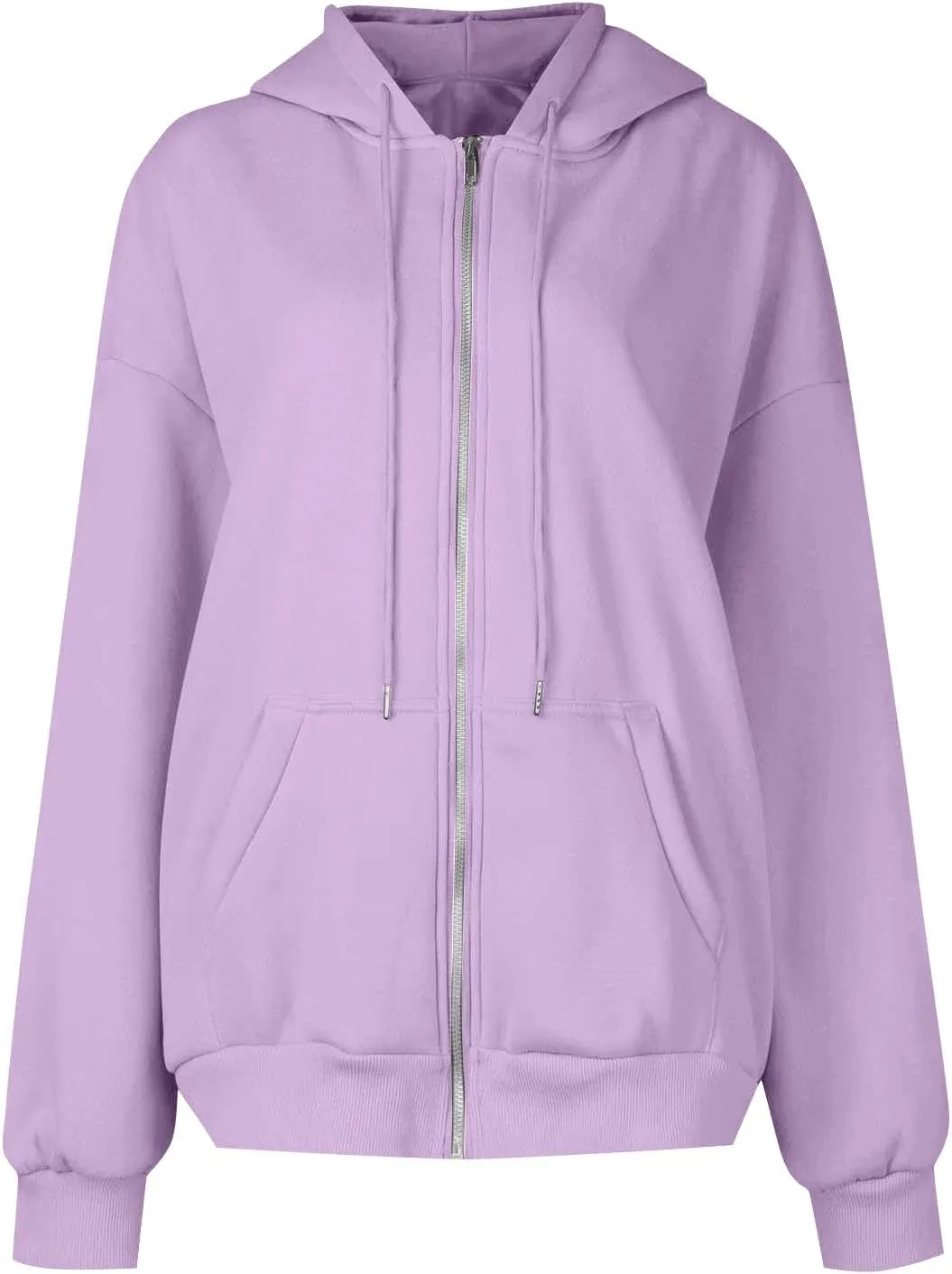 Zip Up Hoodie Women Y2k Long Sleeve Drawstring Hooded Overiszed Sweatshirt Casual Comfy Soft Fall Jackets 2024