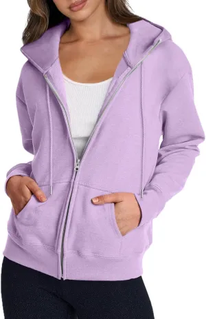 Zip Up Hoodie Women Y2k Long Sleeve Drawstring Hooded Overiszed Sweatshirt Casual Comfy Soft Fall Jackets 2024